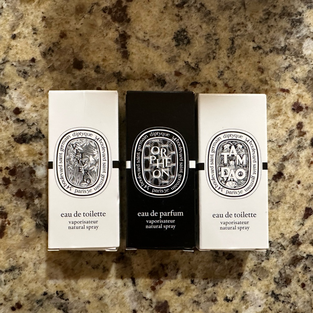 Set of 3 Diptyque travel size eau de toilette / parfum